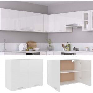 Armario Colgante De Cocina Aglomerado Blanco Brillo 80x31x60 Cm