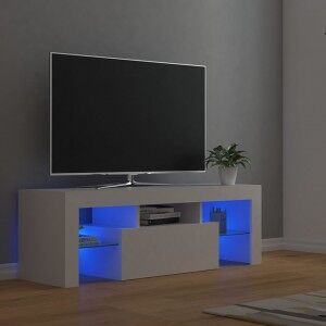 Mueble Para Tv Con Luces Led Blanco 120x35x40 Cm