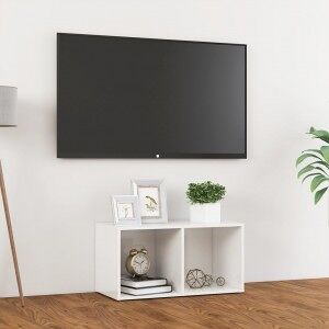 Mueble Para Tv Madera Contrachapada Blanco Brillo 72x35x36.5 Cm