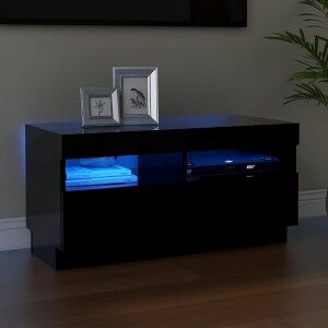 Mueble De Tv Con Luces Led Negro 80x35x40 Cm