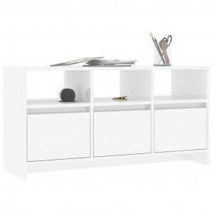 Mueble De Tv Madera Contrachapada Blanco Brillo 102x37.5x52.5cm