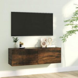 Mueble De Tv Madera Contrachapada Roble Ahumado 100x30x30 Cm