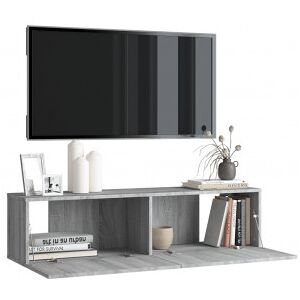 Mueble Pared Tv Madera Contrachapada Gris Sonoma 120x30x30 Cm