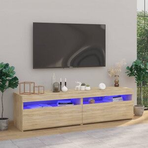 Muebles De Tv Con Luces Led 2 Unidades Roble Sonoma 75x35x40 Cm