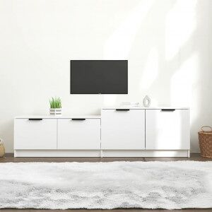 Mueble Para Tv Madera Contrachapada Blanco 158.5x36x45 Cm