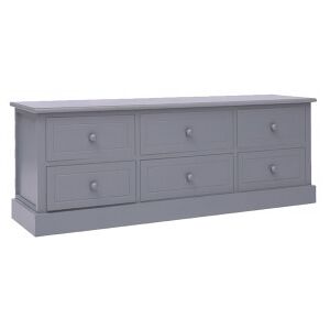 Mueble Para Tv Madera De Paulownia Gris Oscuro 108x30x40 Cm