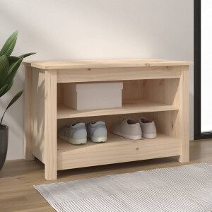 Banco Zapatero De Madera De Pino Maciza 70x38x45.5 Cm