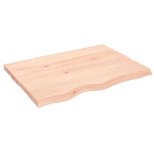 Estante De Pared Madera Maciza De Roble Sin Tratar 80x60x4 Cm