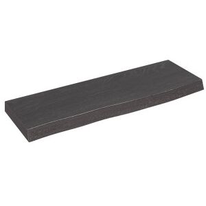 Estante De Pared Madera De Roble Tratada Gris Oscuro 60x20x4 Cm