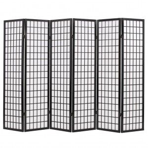 Biombo Plegable Con 6 Paneles Estilo Japonés 240x170 Cm Negro