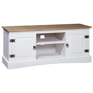 Mueble De Tv Corona Range De Pino Mexicano Blanco 120x40x52 Cm