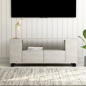 Mueble De Tv Madera Contrachapada Gris Hormigón 120x35x48 Cm