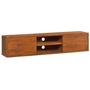 Mueble De Tv De Pared Madera Maciza De Teca 135x30x30 Cm