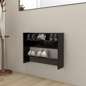 Zapatero De Pared Madera Contrachapada Negro 80x18x60 Cm