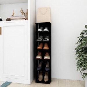 Mueble Zapatero Madera Contrachapada Negro 27.5x27x102 Cm