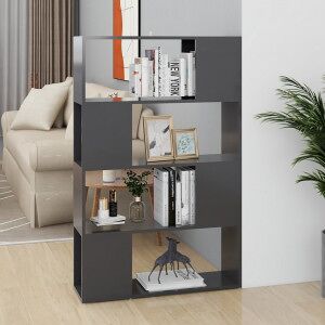 Librería Separador Madera Contrachapada Gris 80x24x124.5 Cm