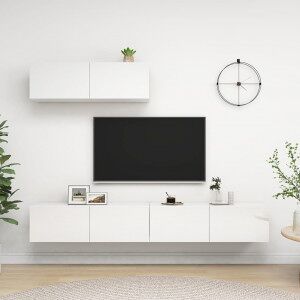 Muebles Para Tv 3 Piezas De Aglomerado Blanco Brillante