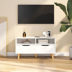 Mueble De Tv De Aglomerado Blanco Brillante 90x40x48.5 Cm