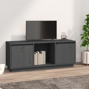 Mueble Para Tv De Madera Maciza De Pino Gris 110.5x35x44 Cm