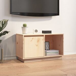 Mueble De Tv De Madera Maciza De Pino 74x35x44 Cm