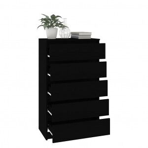 Cajonera De Madera Contrachapada Negro 60x36x103 Cm