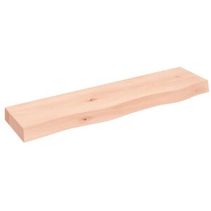 Estante De Pared Madera Maciza De Roble Sin Tratar 80x20x6 Cm