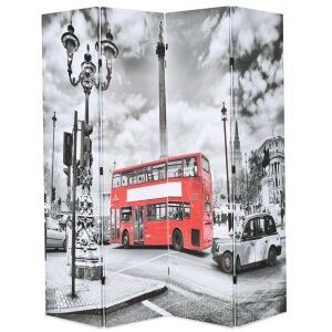 Biombo Divisor Plegable 160x170 Cm Bus Londres Blanco Y Negro