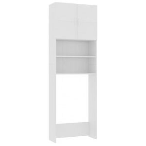 Armario De Lavadora Madera Contrachapada Blanco 64x25.5x190 Cm