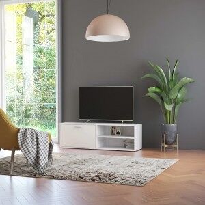 Mueble Para Tv Madera Contrachapada Blanco 120x34x37 Cm