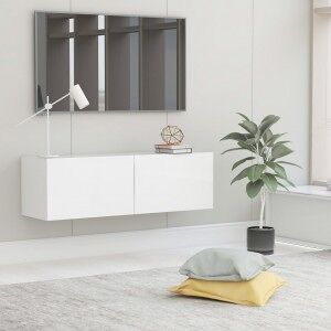 Mueble Para Tv Pared Madera Contrachapada Blanco 100x30x30 Cm