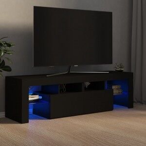 Mueble De Tv Con Luces Led Negro 140x36.5x40 Cm