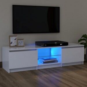 vidaXL Mueble Para Tv Con Luces Led Blanco 120x30x35.5 Cm