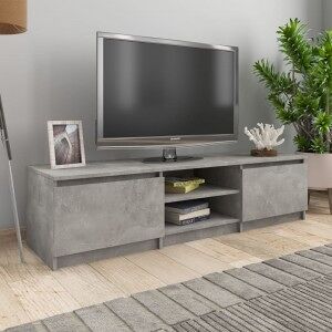 vidaXL Mueble De Tv Madera Contrachapada Gris Hormigón 140x40x35.5 Cm