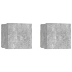 vidaXL Mesitas De Noche 2 Unidades Gris Hormigón 30.5x30x30cm