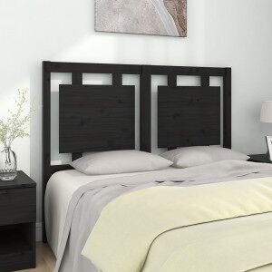 Cabecero De Cama Madera Maciza De Pino Negro 125.5x4x100 Cm