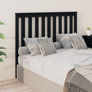 Cabecero De Cama Madera Maciza De Pino Negro 146x6x101 Cm