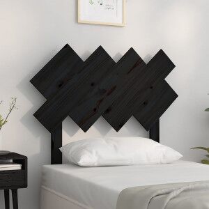 Cabecero De Cama Madera Maciza De Pino Negro 92x3x81 Cm