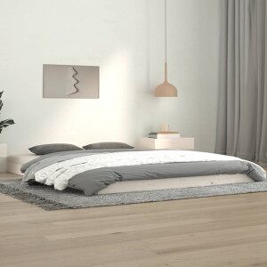 Estructura De Cama De Madera Maciza De Pino Blanco 140x190 Cm