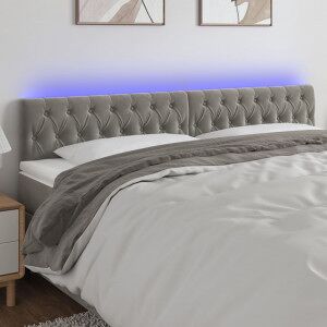 Cabecero Con Led De Terciopelo Gris Claro 200x7x78/88 Cm