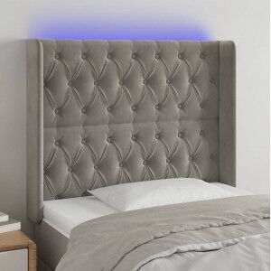 Cabecero Con Led De Terciopelo Gris Claro 103x16x118/128 Cm