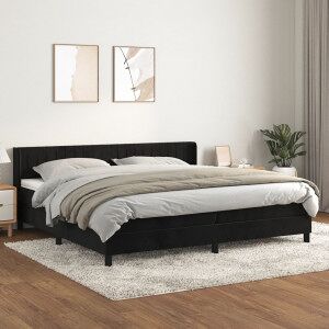 Cama Box Spring Con Colchón Terciopelo Negro 200x200 Cm