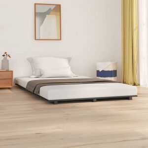 Estructura De Cama De Madera Maciza De Pino Gris 140x190 Cm