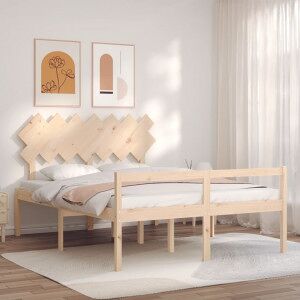 Estructura De Cama Con Cabecero Madera Maciza 140x200 Cm