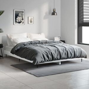 Estructura De Cama De Madera Contrachapada Blanca 140x190 Cm