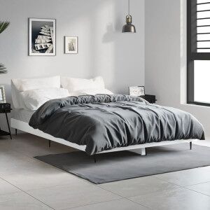 Estructura De Cama De Madera Contrachapada Blanca 120x190 Cm