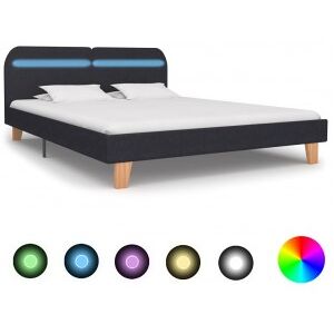 Estructura De Cama Con Led Tela Gris Oscuro 180x200 Cm