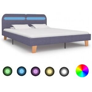 Estructura De Cama Con Led Tela Gris Claro 180x200 Cm