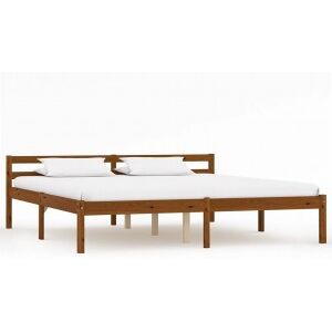 Estructura De Cama Madera Maciza Pino Marrón Miel 160x200 Cm