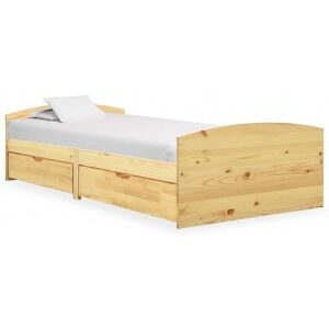 Estructura De Cama Con 2 Cajones Madera Maciza Pino 90x200 Cm