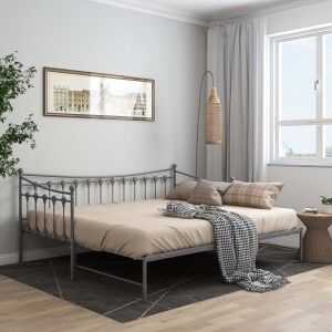 Estructura De Sofá Cama Extraíble De Metal Gris 90x200 Cm